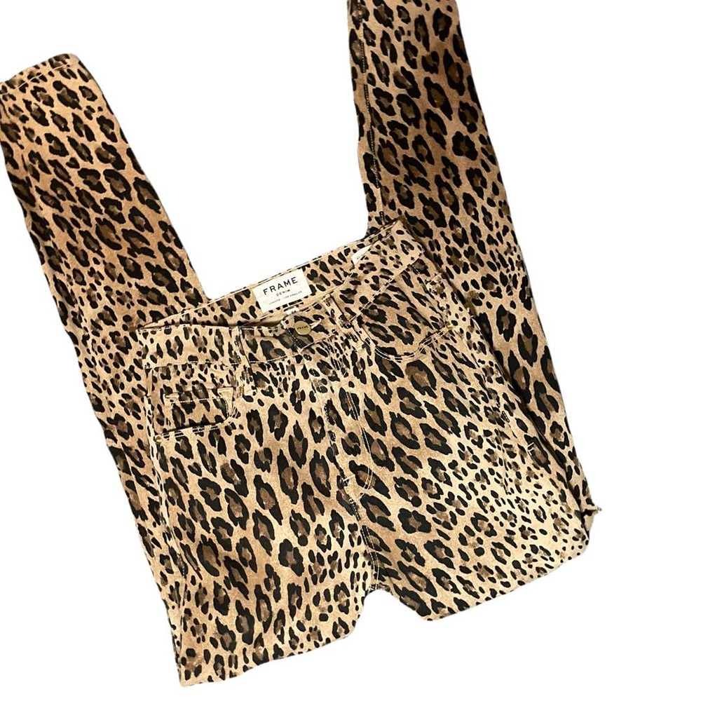 Frame leopard high rise cigarette jeans‎ 24